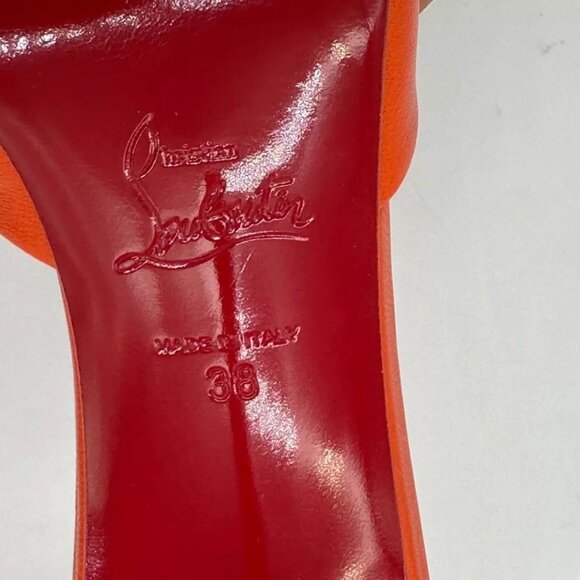 Christian Louboutin ME DOLLY 85 Leather Mule Sandals Heels Shoes Vitamine - Picture 11 of 12